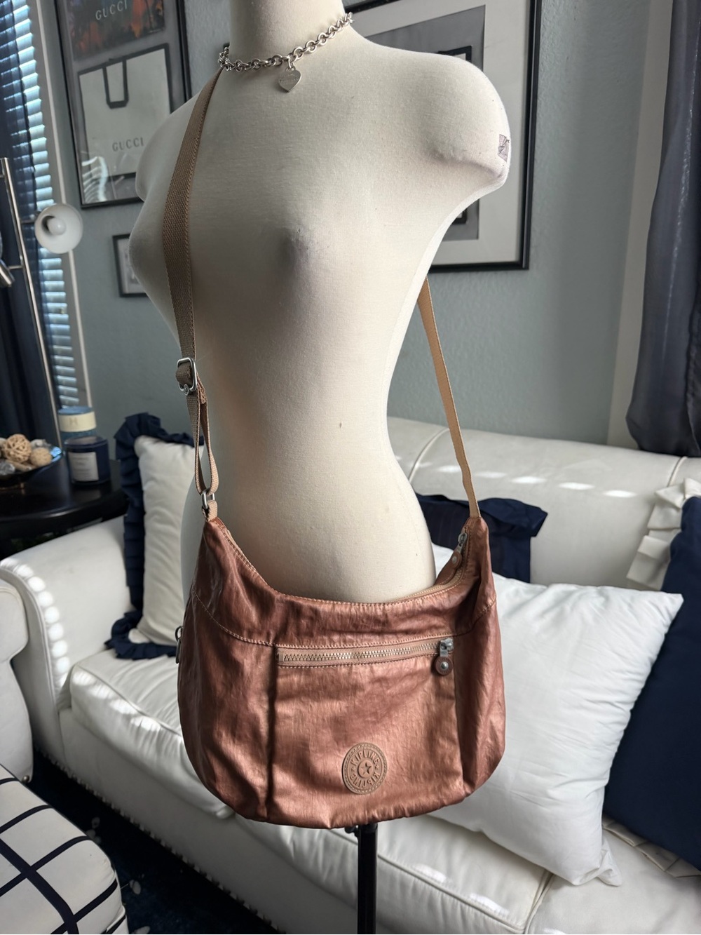 Kipling Metallic Rose Crossbody Bag - Adjustable Strap